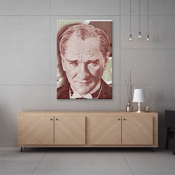 Atatürk Portreli Türk Lirası Kanvas Duvar Tablosu – 5338