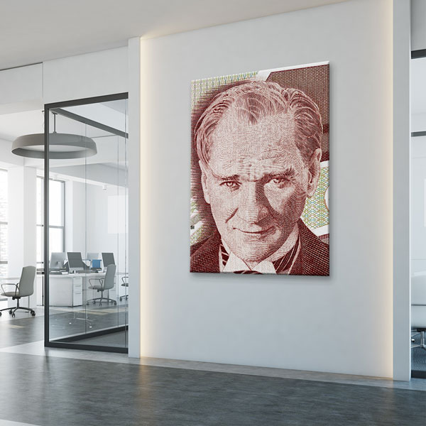 Atatürk Portreli Türk Lirası Kanvas Duvar Tablosu – 5338
