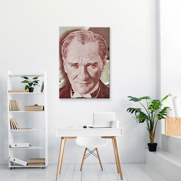 Atatürk Portreli Türk Lirası Kanvas Duvar Tablosu – 5338