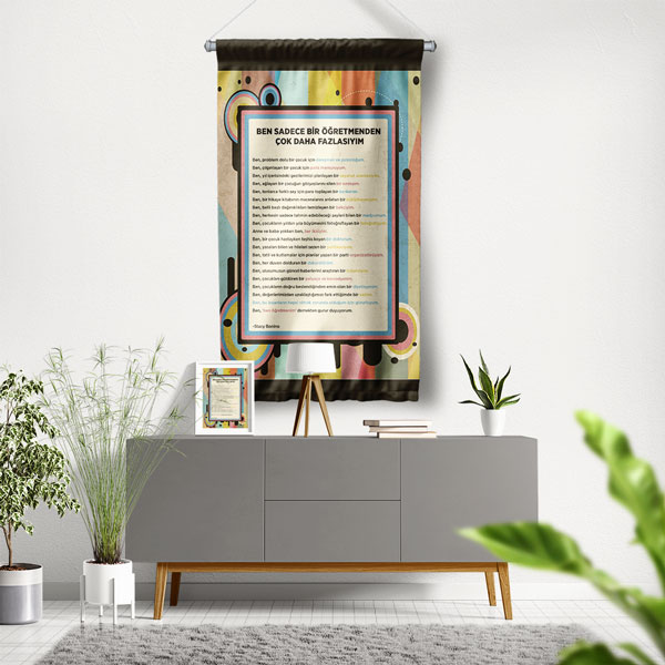 Ben Sadece Bir Öğretmenden Çok Daha Fazlasıyım Temalı Okul Flaması 8133