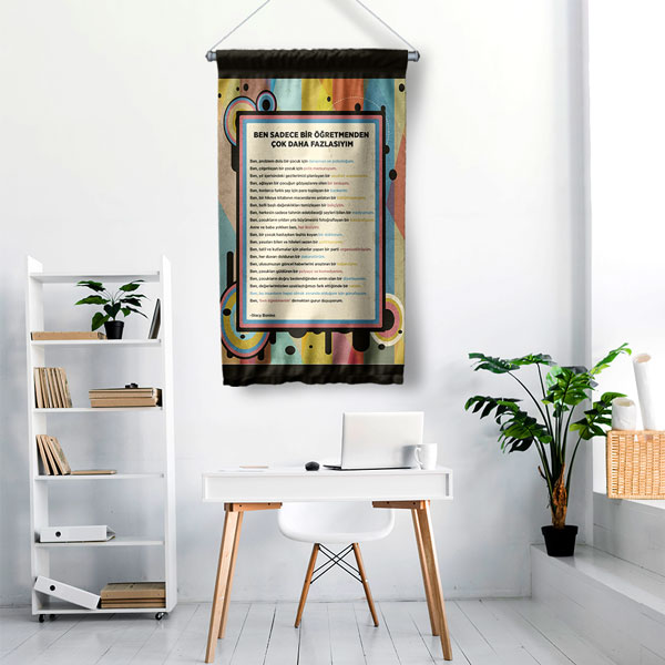 Ben Sadece Bir Öğretmenden Çok Daha Fazlasıyım Temalı Okul Flaması 8133