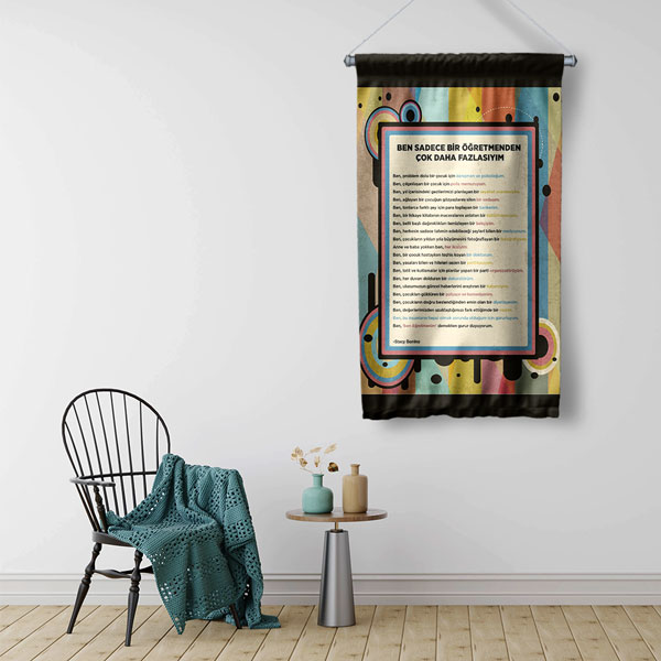 Ben Sadece Bir Öğretmenden Çok Daha Fazlasıyım Temalı Okul Flaması 8133