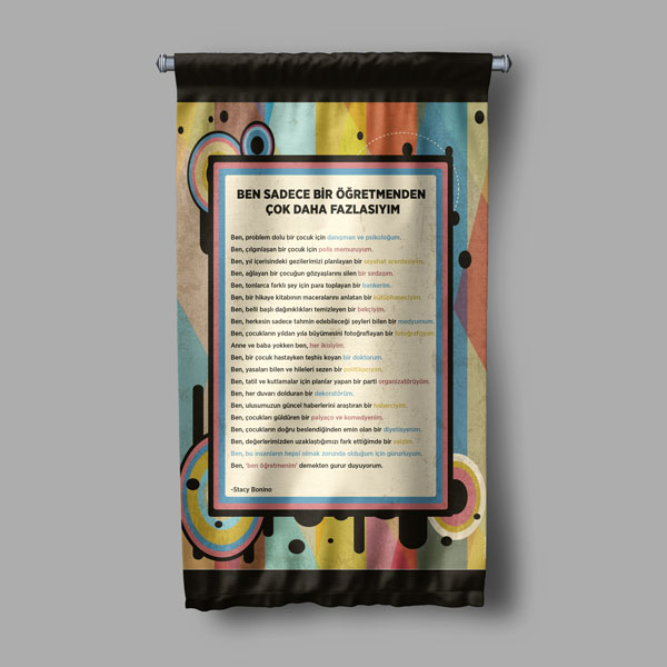 Ben Sadece Bir Öğretmenden Çok Daha Fazlasıyım Temalı Okul Flaması 8133