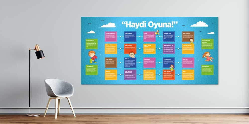 "Haydi Oyuna!" Temalı Okul Duvar Dekoru - Değerler Eğitimi ve Davranış Gelişim Posteri A-805