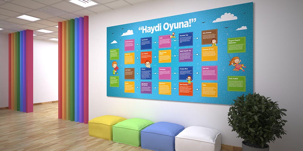 "Haydi Oyuna!" Temalı Okul Duvar Dekoru - Değerler Eğitimi ve Davranış Gelişim Posteri A-805