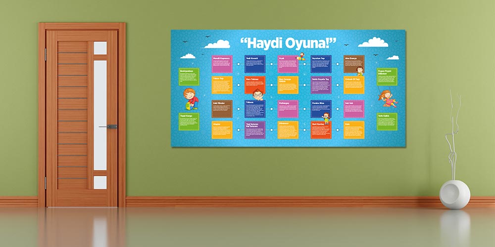 "Haydi Oyuna!" Temalı Okul Duvar Dekoru - Değerler Eğitimi ve Davranış Gelişim Posteri A-805