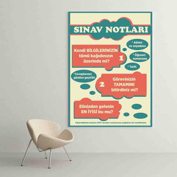Sınav Notları Kontrol Listesi Posteri - Başarı İçin Rehberlik – B-811