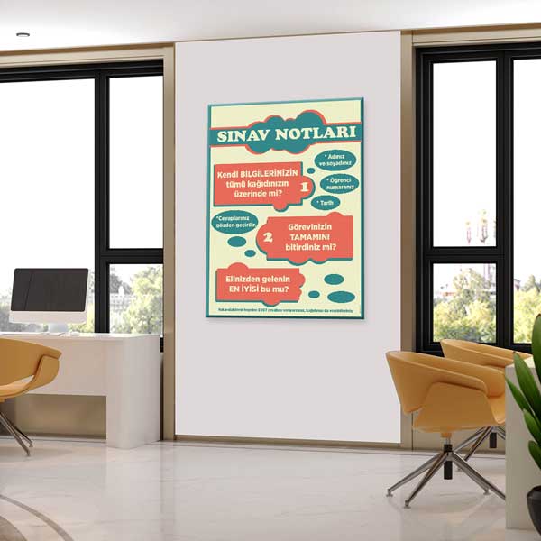Sınav Notları Kontrol Listesi Posteri - Başarı İçin Rehberlik – B-811