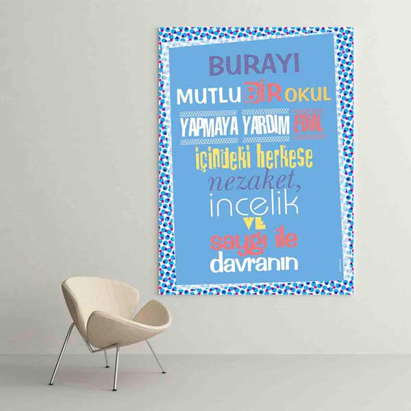 Mutlu Bir Okul Yapmaya Yardım Edin Posteri - Nezaket, İncelik ve Saygı Temalı – B-858