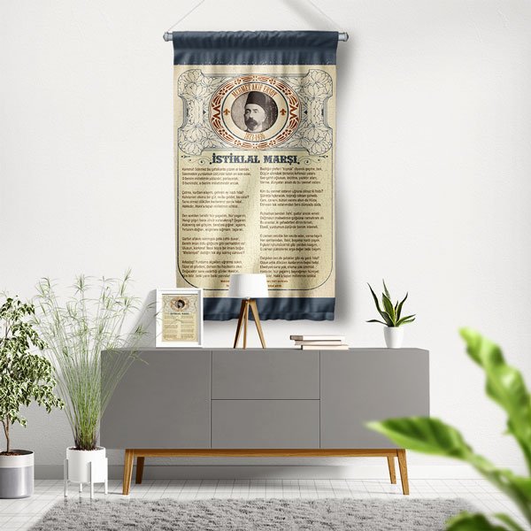 İstiklal Marşı Duvar Flaması Kumaş Baskı 8089