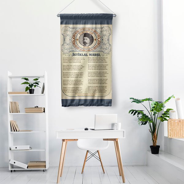 İstiklal Marşı Duvar Flaması Kumaş Baskı 8089