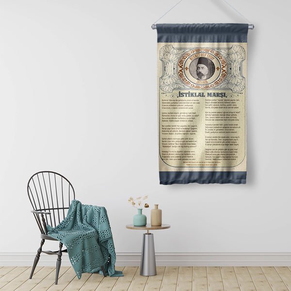 İstiklal Marşı Duvar Flaması Kumaş Baskı 8089