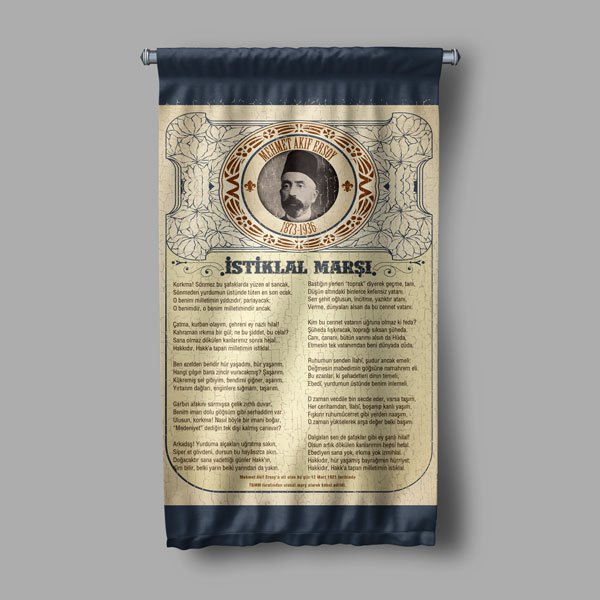 İstiklal Marşı Duvar Flaması Kumaş Baskı 8089
