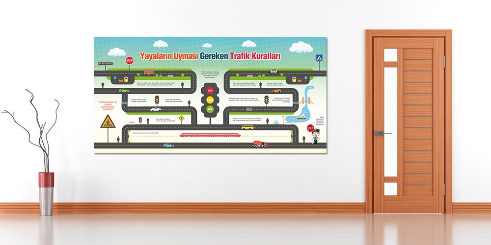 Yayaların Trafik Kuralları Eğitim Posteri A-703