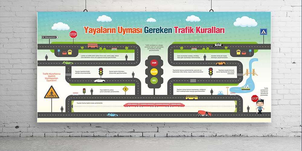 Yayaların Trafik Kuralları Eğitim Posteri A-703