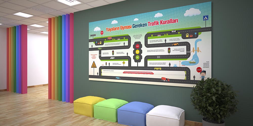 Yayaların Trafik Kuralları Eğitim Posteri A-703
