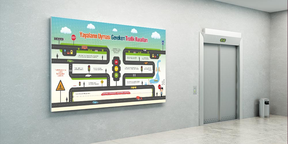 Yayaların Trafik Kuralları Eğitim Posteri A-703