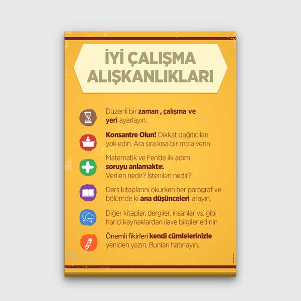 okul-duvar-posterleri-b-806-00 İyi Çalışma Alışkanlıkları Posteri - Öğrenci Rehberlik ve Verimlilik – B-806