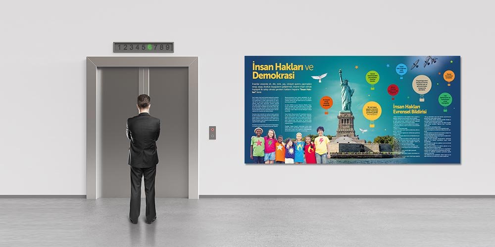İnsan Hakları ve Demokrasi Temalı Okul Duvar Dekoru - Evrensel Bildiri Posteri A-806