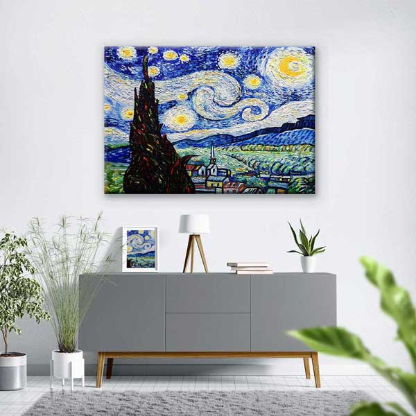 Yıldızlı Gece Sanat Kanvas Tablo 4312