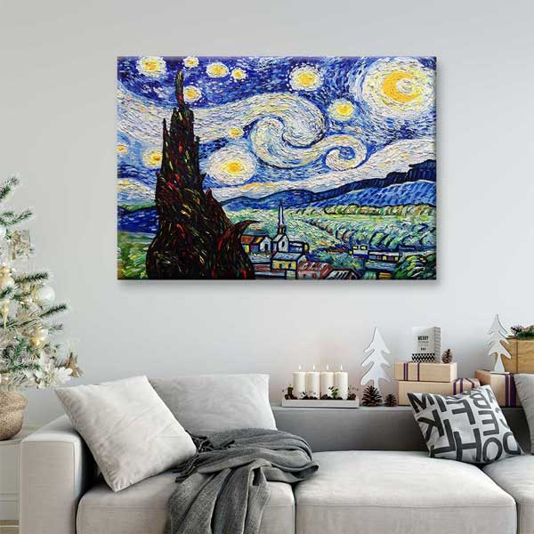 Yıldızlı Gece Sanat Kanvas Tablo 4312