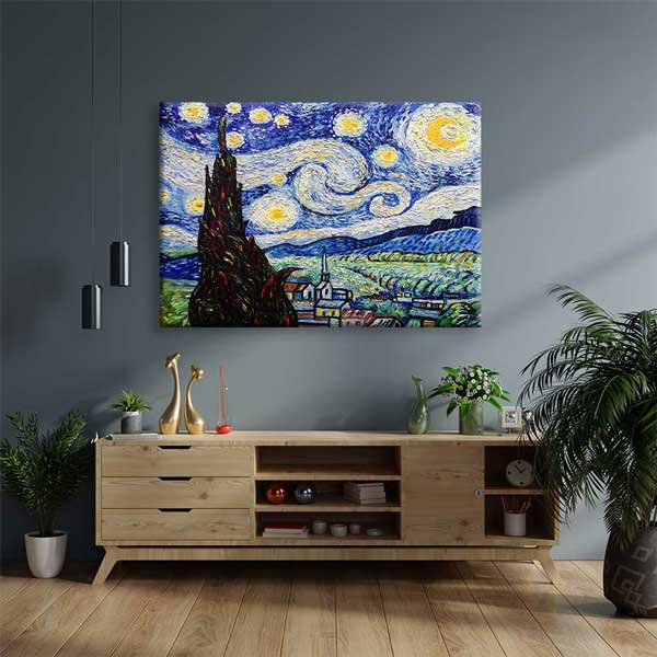 Yıldızlı Gece Sanat Kanvas Tablo 4312