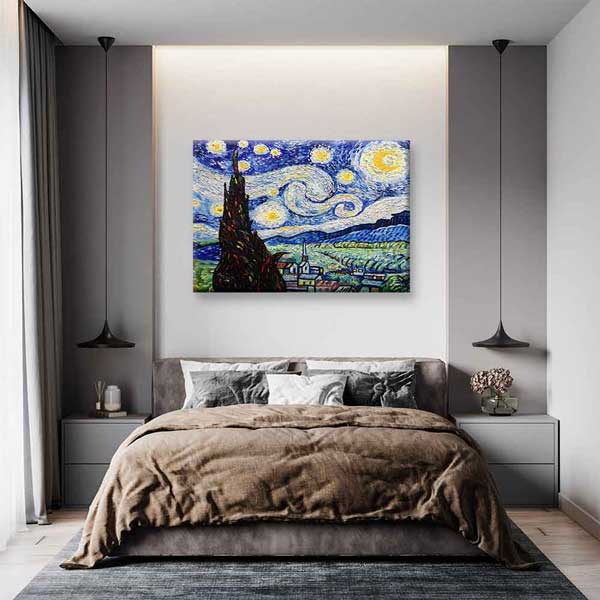 Yıldızlı Gece Sanat Kanvas Tablo 4312