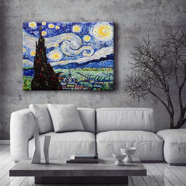 Yıldızlı Gece Sanat Kanvas Tablo 4312