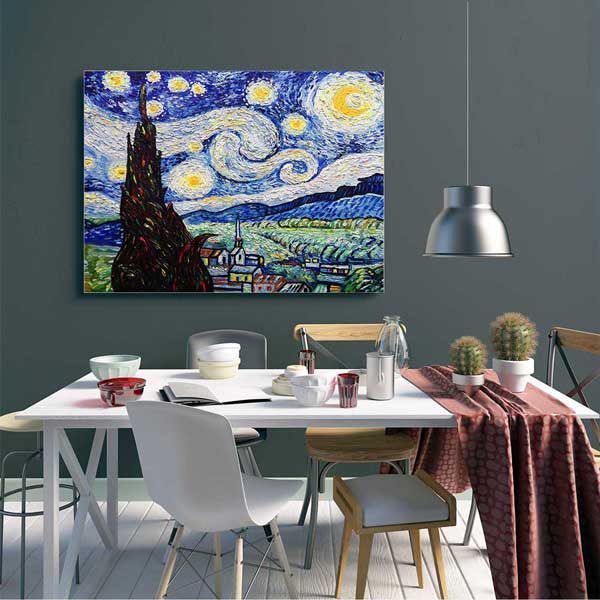 Yıldızlı Gece Sanat Kanvas Tablo 4312