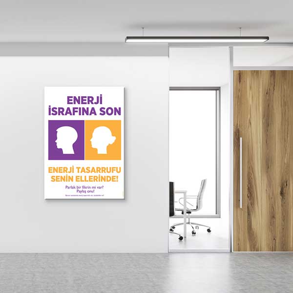 "Enerji İsrafına Son" İnsan Siluetleri Temalı Enerji Tasarrufu Posteri – B-728