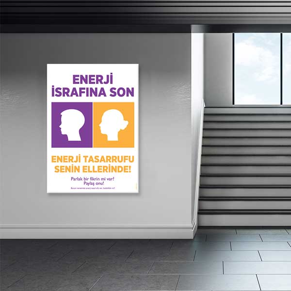 "Enerji İsrafına Son" İnsan Siluetleri Temalı Enerji Tasarrufu Posteri – B-728