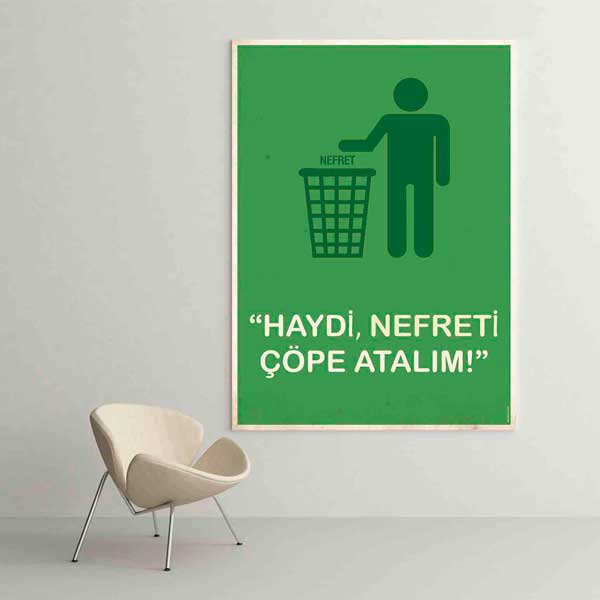 okul-egitim-posterleri-b-833-01 "Haydi, Nefreti Çöpe Atalım!" Duvar Posteri - Değerler Eğitimi Okul Dekoru – B-833