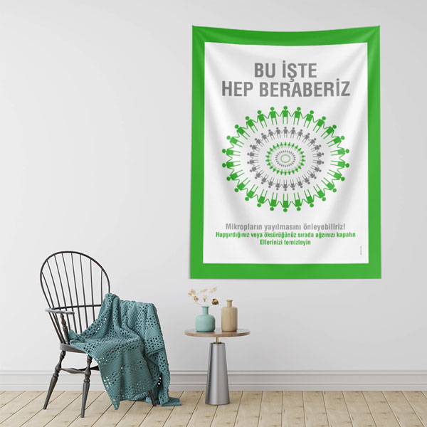 Mikrop Yayılımını Önleme Eğitici Okul Duvar Örtüsü 8480