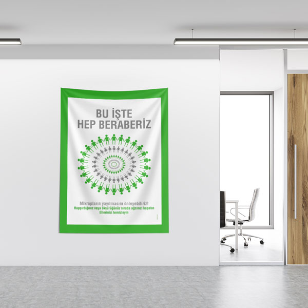 Mikrop Yayılımını Önleme Eğitici Okul Duvar Örtüsü 8480