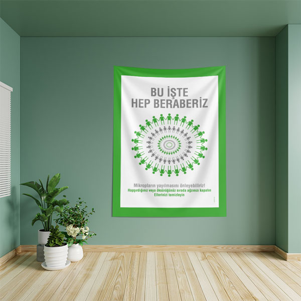 Mikrop Yayılımını Önleme Eğitici Okul Duvar Örtüsü 8480