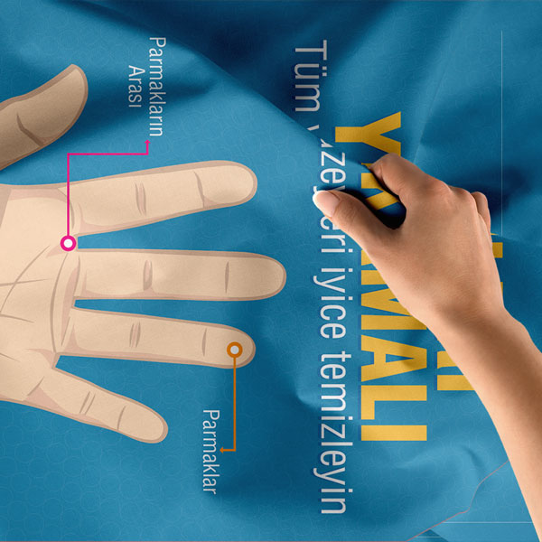 Detaylı El Yıkama Eğitimi Duvar Örtüsü 8484