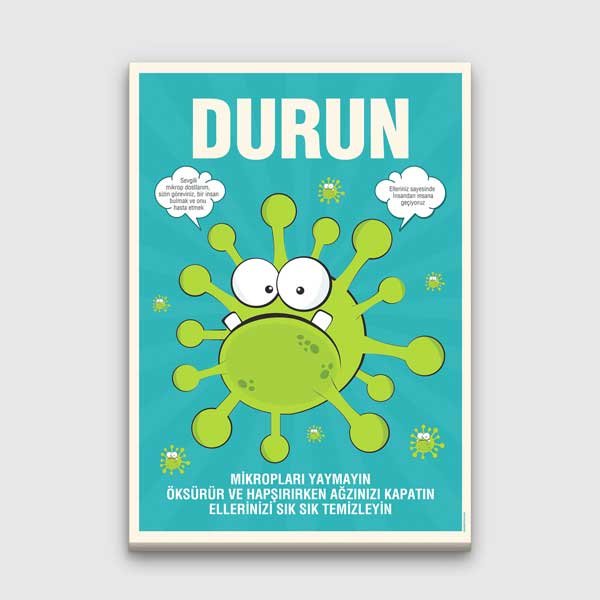 Mikropları Durdurun Eğitici Okul Duvar Tablosu – B-744