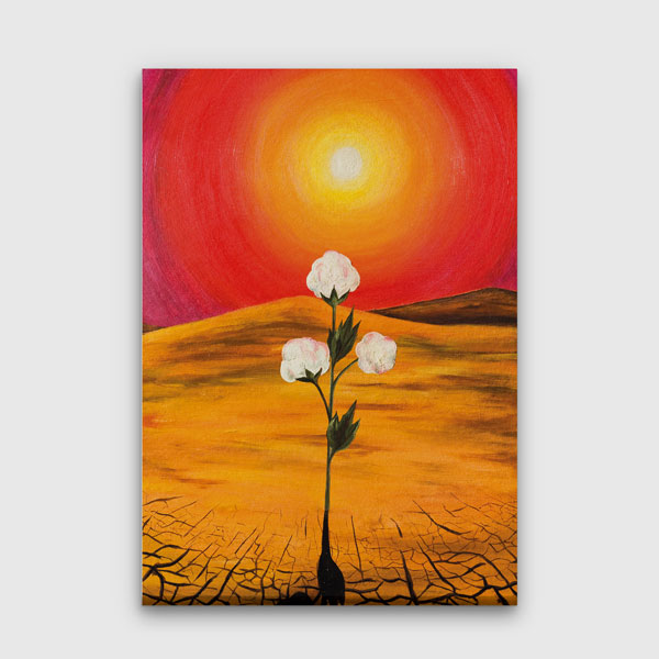 Günbatımı Fonunda Filizlenen Çiçek Temalı Kanvas Tablo 5212