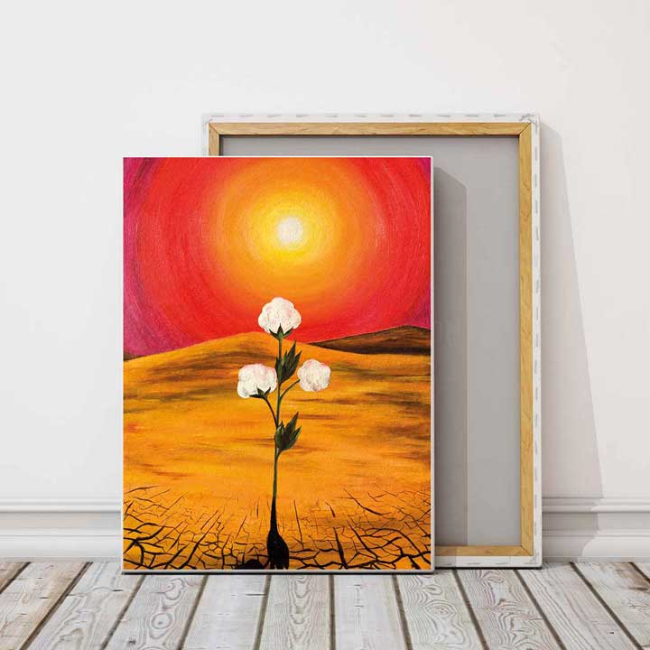 Günbatımı Fonunda Filizlenen Çiçek Temalı Kanvas Tablo 5212