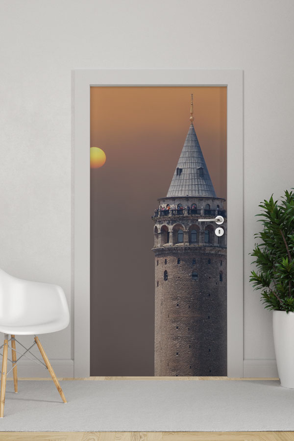 Galata Kulesi Gün Batımı Kapı Giydirme İstanbul Tarihi Mimari Dekor 9793