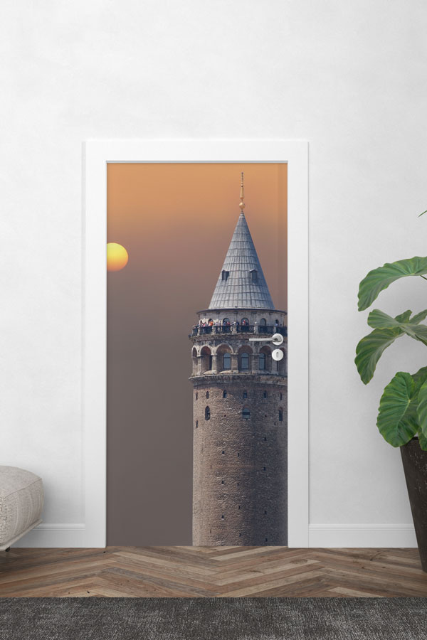 Galata Kulesi Gün Batımı Kapı Giydirme İstanbul Tarihi Mimari Dekor 9793