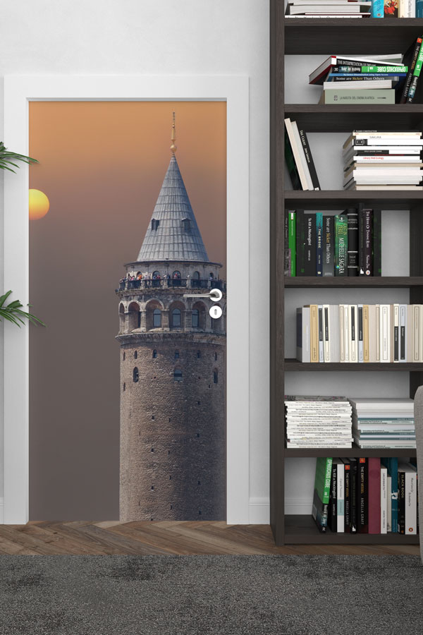 Galata Kulesi Gün Batımı Kapı Giydirme İstanbul Tarihi Mimari Dekor 9793