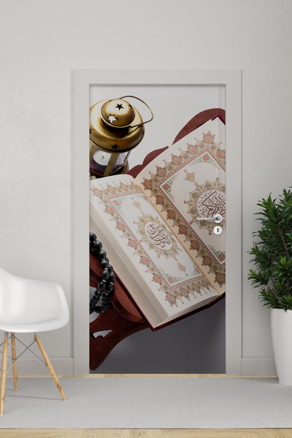 Kur’an-ı Kerim ve Rahle Tasarımlı Kapı Giydirme Dekoratif Baskı 9538
