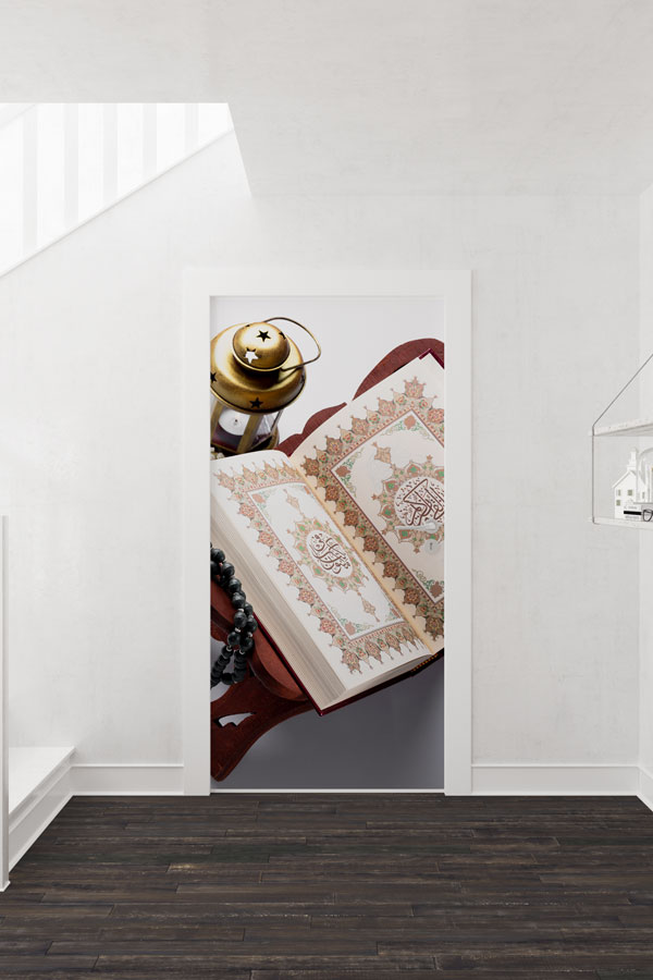 Kur’an-ı Kerim ve Rahle Tasarımlı Kapı Giydirme Dekoratif Baskı 9538