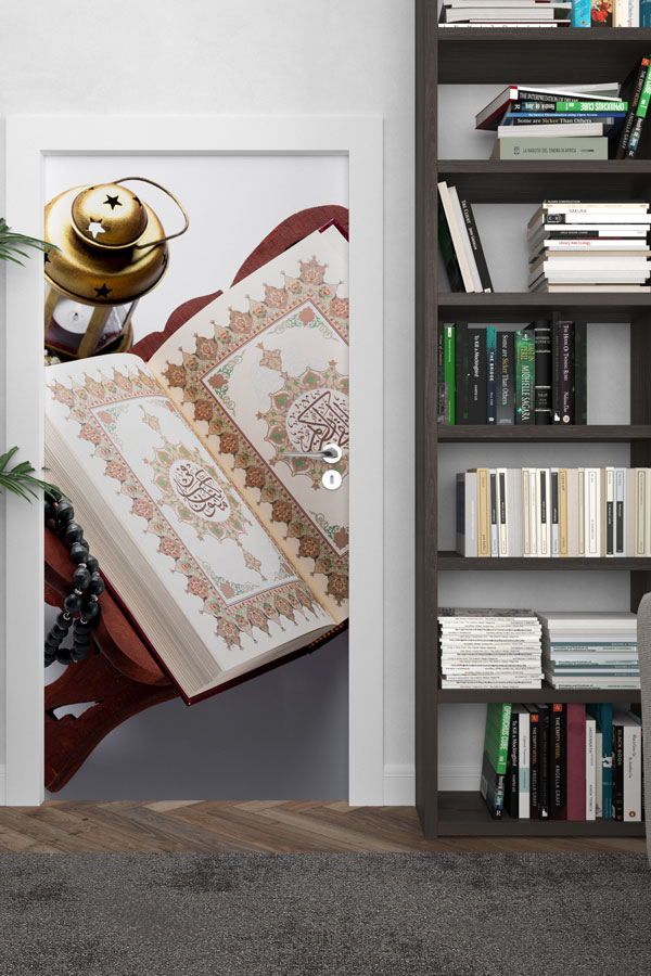 Kur’an-ı Kerim ve Rahle Tasarımlı Kapı Giydirme Dekoratif Baskı 9538