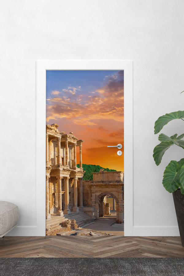 Gün Batımında Antik Kent Manzaralı Kapı Giydirme 9756