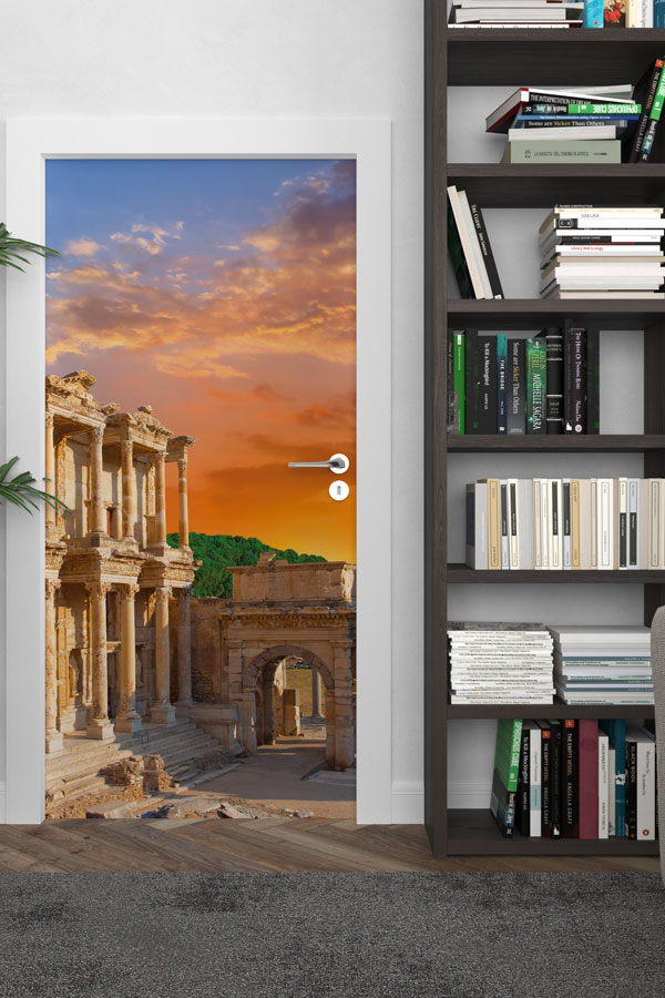 Gün Batımında Antik Kent Manzaralı Kapı Giydirme 9756