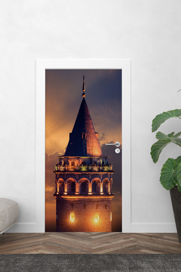 sınıf, kapı, giydirme, tasarım Galata Kulesi Gece Işıkları Kapı Giydirme İstanbul Tarihi Mimari 9794