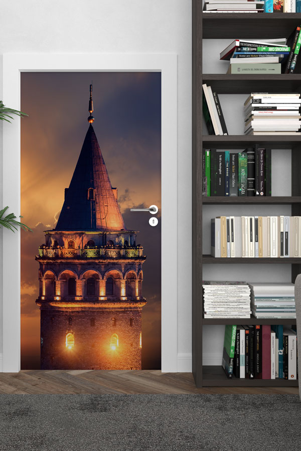 sınıf,kapı,giydirme,tasarım Galata Kulesi Gece Işıkları Kapı Giydirme İstanbul Tarihi Mimari 9794