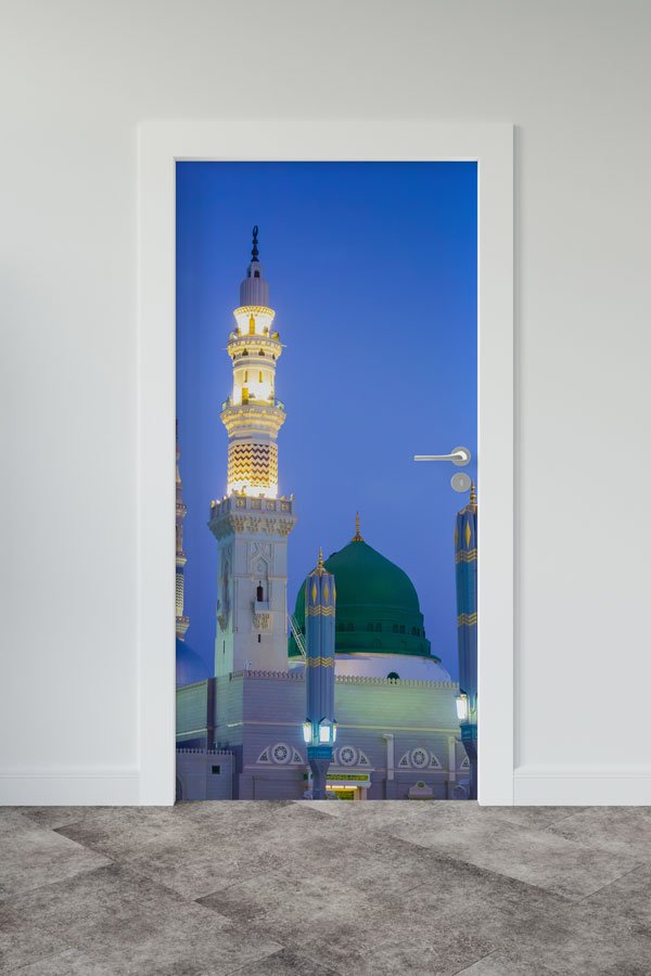 Medine Gece Manzaralı Kapı Giydirme Dekoratif Baskı 9557